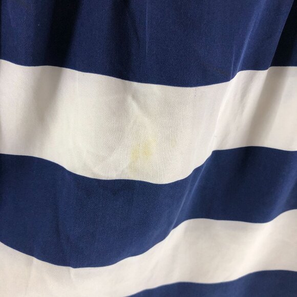 Tibi Skirt A Line Pleated Pockets Silk Blend Striped Navy Blue White 4 - Picture 3 of 7